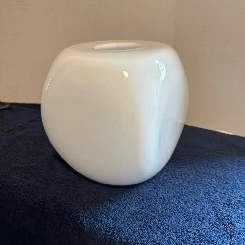 Vintage Scandinavian Style Cube Glass Vase 7” Square Heavy 6 Pounds Decor Studio